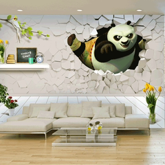 立体3D壁画 个功夫熊电视背景墙纸 无缝卧室客厅影视时尚壁纸