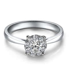 十全十美18K白金镶嵌戒指钻戒正品钻石女戒结婚戒指克拉直径砖石