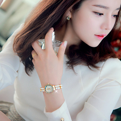 正品牌韩国聚利时尚小圆表盘华丽复古珍珠水钻手链表女士防水包邮