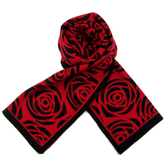 新款冬季中老年人女士围巾 妈妈婆婆厚长款保暖时尚红花羊毛围巾