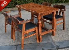 厂家直销 防腐实木碳化户外家具 酒吧咖啡桌椅餐桌椅组合套件休闲