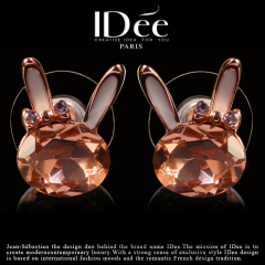 法国IDee兔子耳钉女 时尚耳环 可爱耳坠饰品 创意新年礼物