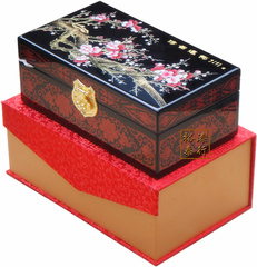 实木质中式复仿古典漆器首饰品珠宝收纳盒梳妆盒高档结婚礼品包邮
