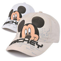 正品迪士尼儿童帽子儿童宽檐太阳帽儿童纯棉帽子米奇立体字母帽子