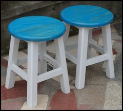 地中海风格 实木小圆凳 餐凳 实木餐椅 小凳子 方凳子  碳化木