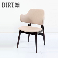 创意设计休闲椅餐桌 餐厅椅子实木皮艺布艺简约时尚 餐椅