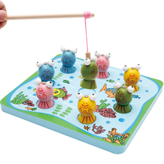 益智包邮钓鱼玩具儿童钓鱼玩具磁性鱼木制宝宝玩具 1-3岁鱼宝贝