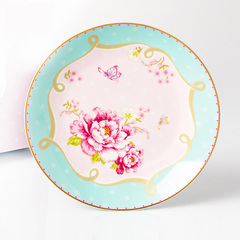 田园陶瓷餐具西餐盘时尚水果盘创意西式面包盘糖果盘玫瑰点心盘子
