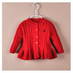 童装女童秋冬红色毛衣连衣裙长袖针织衫裙1-2-3岁 女宝宝毛衣裙