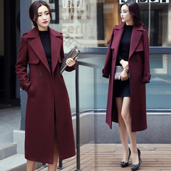 2016冬装新款女装韩版修身显瘦长袖大码毛呢大衣中长款毛呢外套女