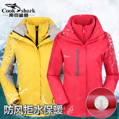 cookshark/库克鲨鱼冬季户外冲锋衣男女三合一两件套登山服防风雨