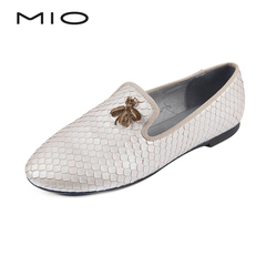 MIO米奥高端女鞋 2017春季新品舒适低跟乐福鞋女单鞋M171401611