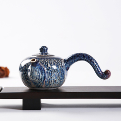 千年火 茶壶景德镇天目釉窑变大茶壶陶瓷茶具单壶水壶小功夫茶壶