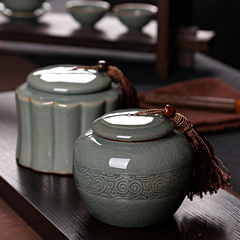 瓷韵龙泉窑青瓷茶叶罐 陶瓷高档密封茶叶罐大号茶叶盒 特价包邮