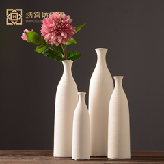 白色陶瓷插花花瓶 现代简约干花花器 客厅电视柜家居软装饰品