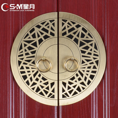 中式仿古铜橱柜拉手明清家具铜配件纯铜圆形衣柜门窗柜子铜拉手