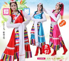 2016新款藏族水袖大摆裙舞蹈服女西藏长袖服装少数民族长裙演出服