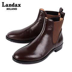 Landax新款真皮男士短靴 时尚英伦手工男靴 皮军靴 意大利皮短靴