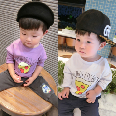 【阿小轩】男童秋款卡通披萨长袖T恤 新款童装 儿童宝宝韩版宽松