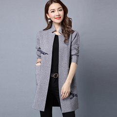 2016新款秋季外套女装韩版大码开衫毛衣长袖中长款风衣宽松针织衫