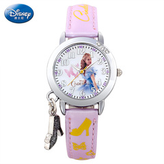 正品迪士尼新款灰姑娘儿童手表 小学生女童款水晶鞋防水石英表