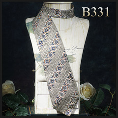 轻奢名古 杏色麻纹复古领带英伦巴洛克图腾领带宽领带稀有款 B331