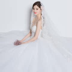 新娘婚纱齐地2016夏季新款简约显瘦轻奢时尚白色结婚韩式抹胸拖尾