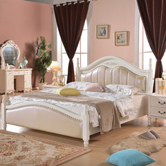 喜喜睡 床 白色全实木床双人1.8米 欧式床1.5 美式罗马柱婚床