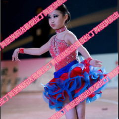 新款少儿拉丁舞比赛舞蹈裙 女童拉丁演出服装 高档舞蹈服装定制