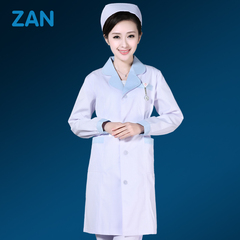 珍安娜白大褂护士服冬装长袖女修身拼色葫芦领药店药房医师工作服