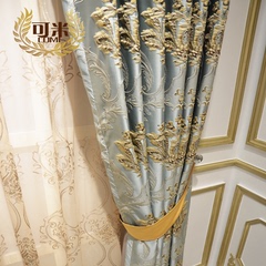 现代高档欧式窗帘客厅卧室豪华浮雕提花遮光成品窗帘布料定制