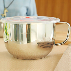 创意304不锈钢泡面碗 学生带盖饭碗面碗汤碗 可爱方便面碗泡面杯