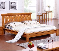 实木床 中式床 简约现代床 橡木床 纯实木全实木 双人床大床1.8
