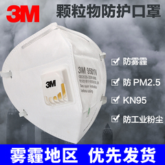 3M口罩9501V带呼吸阀N95防尘防雾霾口罩PM2.5工业粉尘 透气男女式