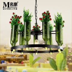 美式餐厅植物吊灯北欧创意个性客厅灯LED简约铁艺酒瓶时尚灯具
