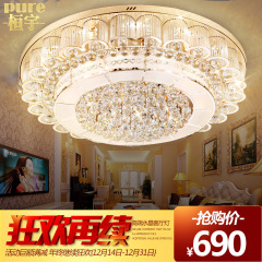 客厅灯水晶灯圆形吸顶灯LED现代欧式大气金色卧室灯餐厅灯饰灯具