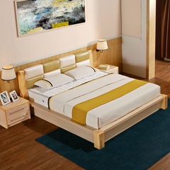 千品雅家具 简约现代双人床1.8米北欧卧室婚床储物软靠大床实木床