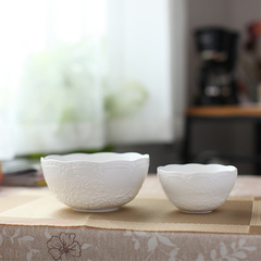景德镇创意陶瓷器碗 米饭碗 欧式纯白餐具甜品沙拉骨瓷碗面碗汤碗