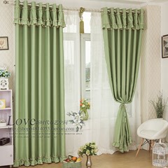 双面加厚环保绿色糖果亚光纯色全遮光 隔热窗帘客厅卧室阳台纱帘
