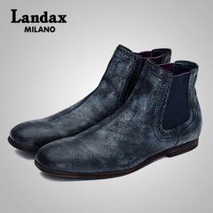 Landax意大利手工短靴 男士皮靴复古英伦短靴 军靴 商务休闲皮靴