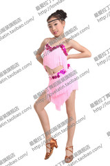 少儿拉丁舞比赛流苏裙 亮片表演舞蹈裙 儿童拉丁舞蹈演出服装 女