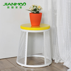 简猫创意时尚茶台凳梳妆圆凳茶几凳矮凳锥形凳碳钢网片凳收纳凳子