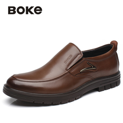 Boke波客男鞋真皮商务休闲鞋男士头层牛皮单鞋英伦皮鞋K355509