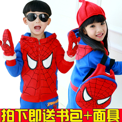 蜘蛛侠童装男童春季套装新款儿童加绒加厚两件套女童奥特曼卫衣