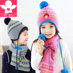 韩国可飞儿男女儿童帽子围巾两件套装宝宝冬天保暖护耳套头帽子潮
