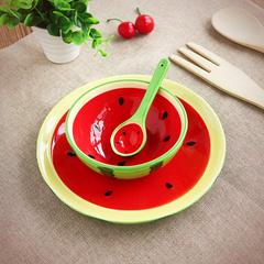 创意手绘水果碗西瓜碗 时尚个性饭碗沙拉碗盘子陶瓷碗碟勺子套装