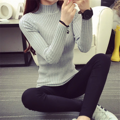 2015秋冬新款女装韩版半高领毛衣女弹力修身打底衫针织衫女套头