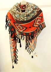 ZA*A新款波西米亚民族风几何图超大丝巾 大防晒披肩 巴黎纱围巾女