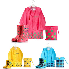 Smally儿童雨衣雨鞋雨靴男女正品韩国时尚雨具套装可配雨伞包邮