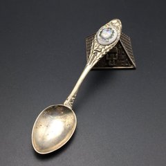 Vintage西洋复古董银器1930阿根提搪瓷盾牌925纯银标小咖啡勺子
